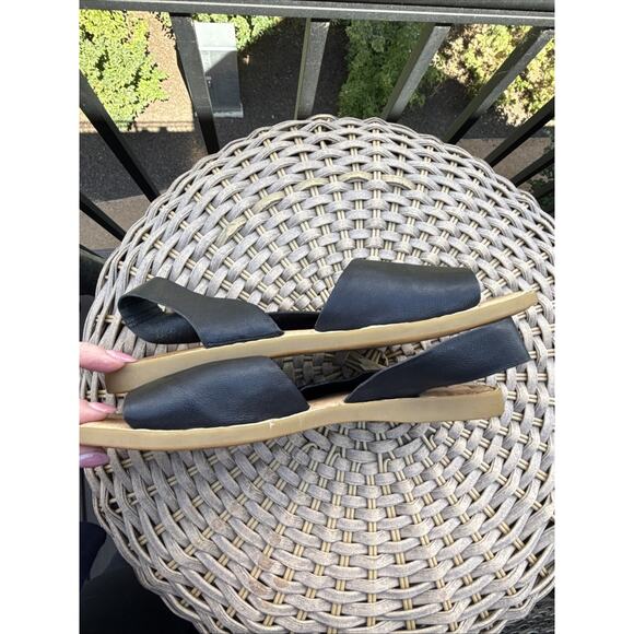 Born Inlet Slingback Sandals Womens 9M Black soft Leather Peep Toes Shoes - Picture 13 of 14